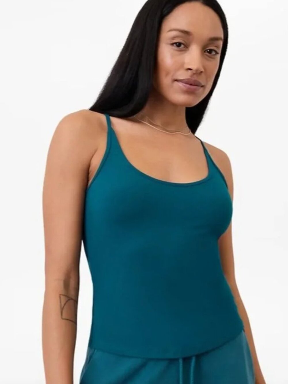 NWT Athleta Siganture Rib Thin Strap Tank/Coastal Teal/Gym/Yoga/Size: Large